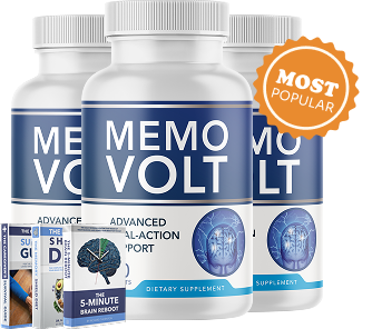 Three bottles of Memovolt Advanced Dual-Action Support capsules